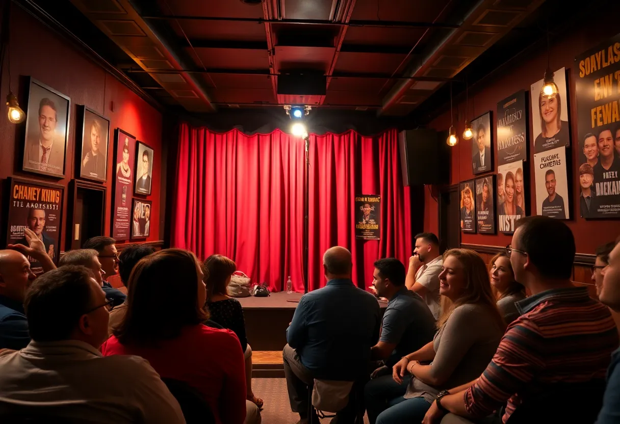 Inside the Wiseguys Comedy Club with audience laughing
