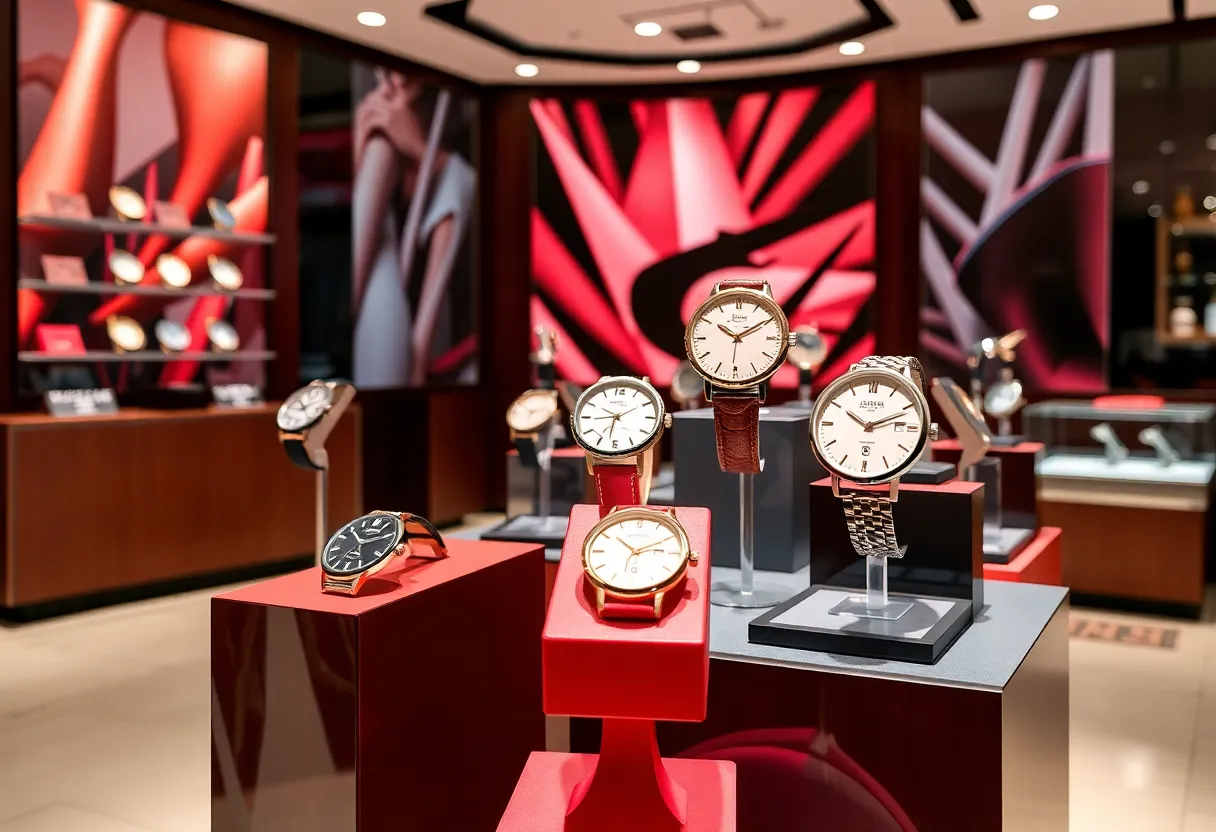 Showroom display of Abingdon Co. watches for women