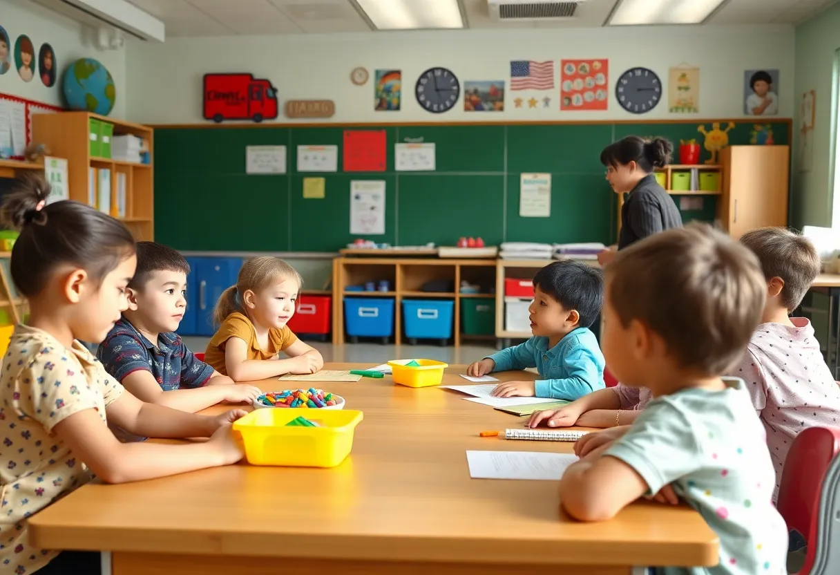 Students participating in after-school programs in a lively classroom setting