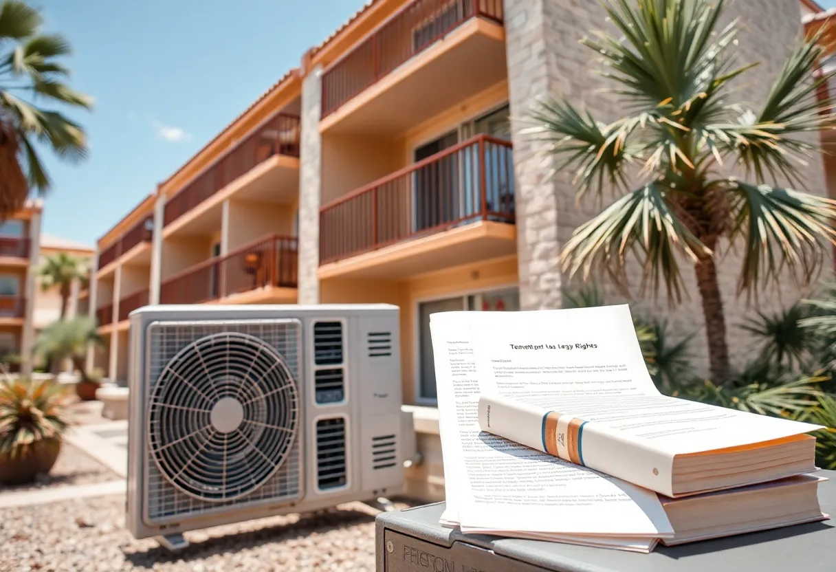 Air conditioning unit in a Las Vegas apartment complex symbolizing tenant rights.
