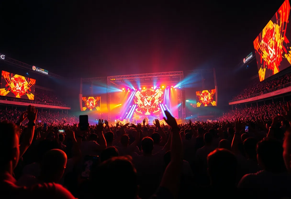 Crowd enjoying a Beyoncé concert performance at a stadium