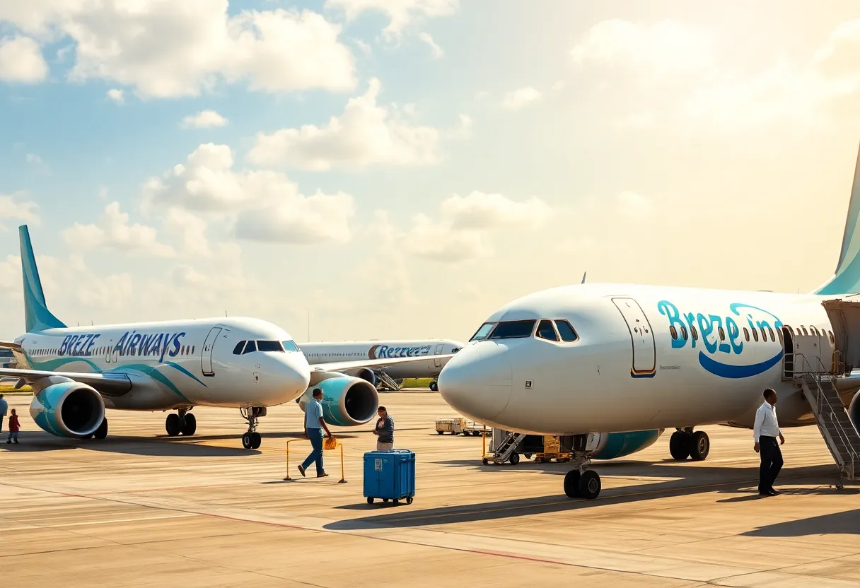 Breeze Airways planes at Harry Reid International Airport