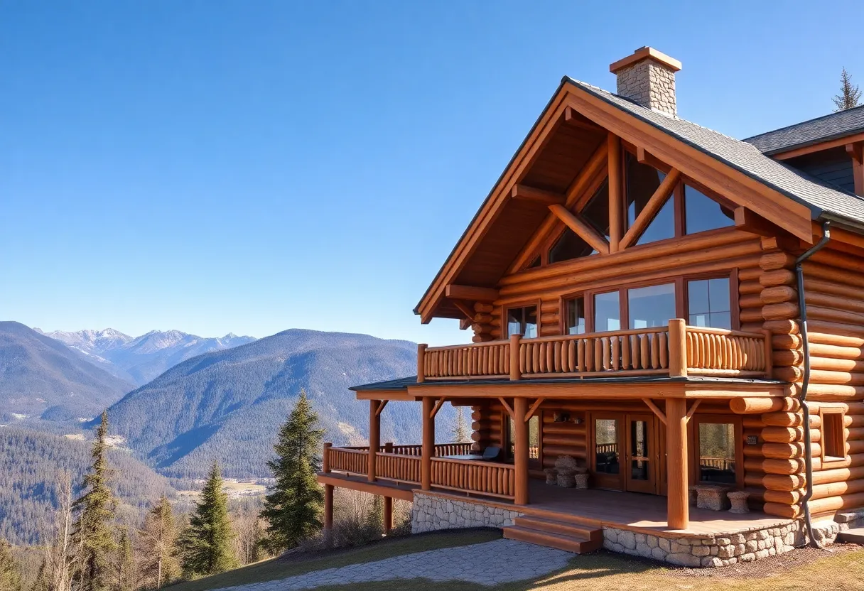 A luxury log cabin in Mount Charleston surrounded by mountains