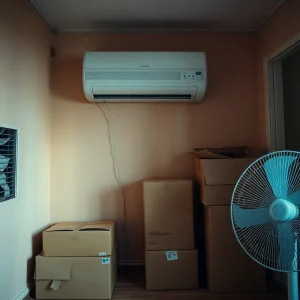 Unfunctional air conditioning unit in an apartment
