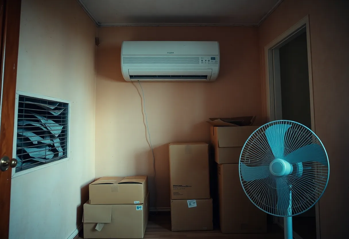 Unfunctional air conditioning unit in an apartment