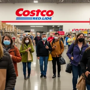 Customers in a Costco store in Las Vegas wearing face masks