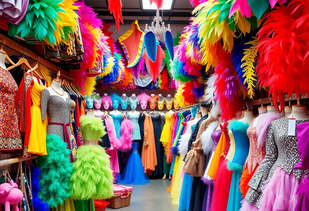 Interior of a costume store in Las Vegas with diverse costume supplies