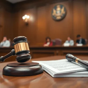 Courtroom with legal documents related to illegal streaming case