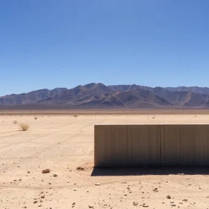 Desert landscape in Dolan Springs with a concrete slab