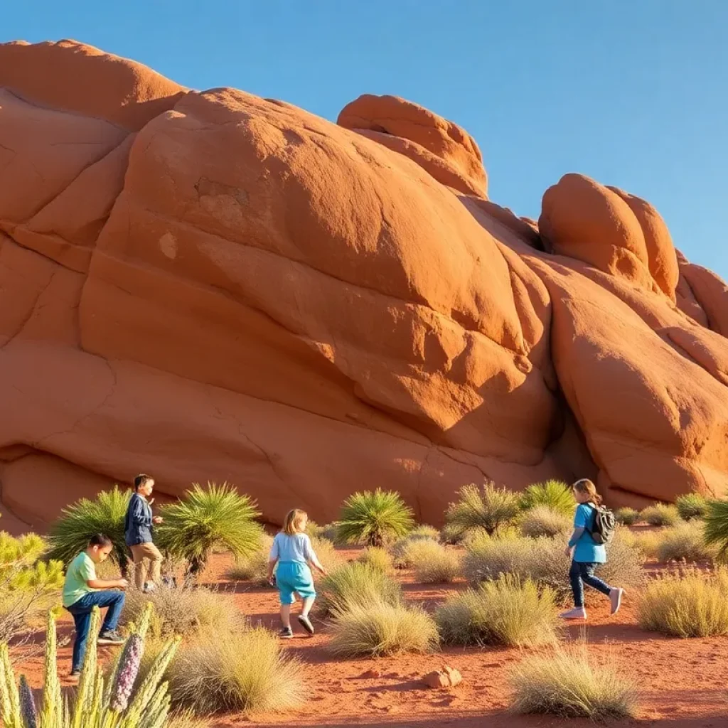 Children exploring Elephant Rock in Valley of Fire State Park