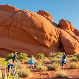 Children exploring Elephant Rock in Valley of Fire State Park