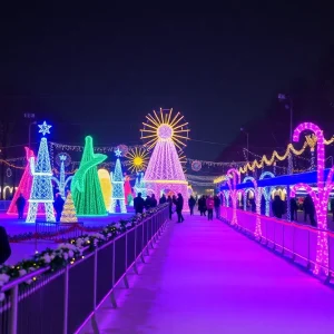 Colorful light sculptures at Enchant Christmas