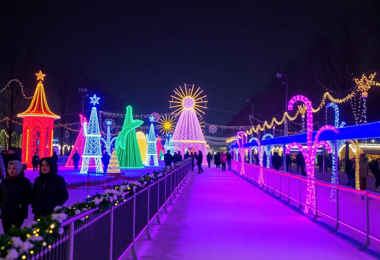 Colorful light sculptures at Enchant Christmas