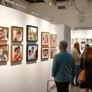 Visitors enjoying the Family Album exhibition at the Las Vegas Museum of Art.