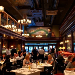 Diners enjoying a meal at an Italian restaurant