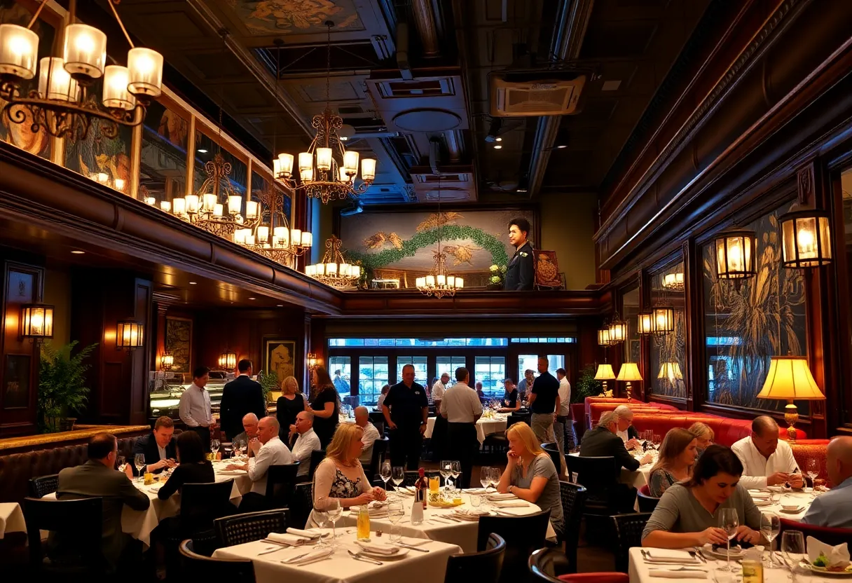 Diners enjoying a meal at an Italian restaurant