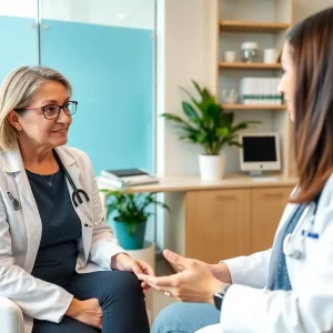 Healthcare professional discussing genetic counseling options with a patient