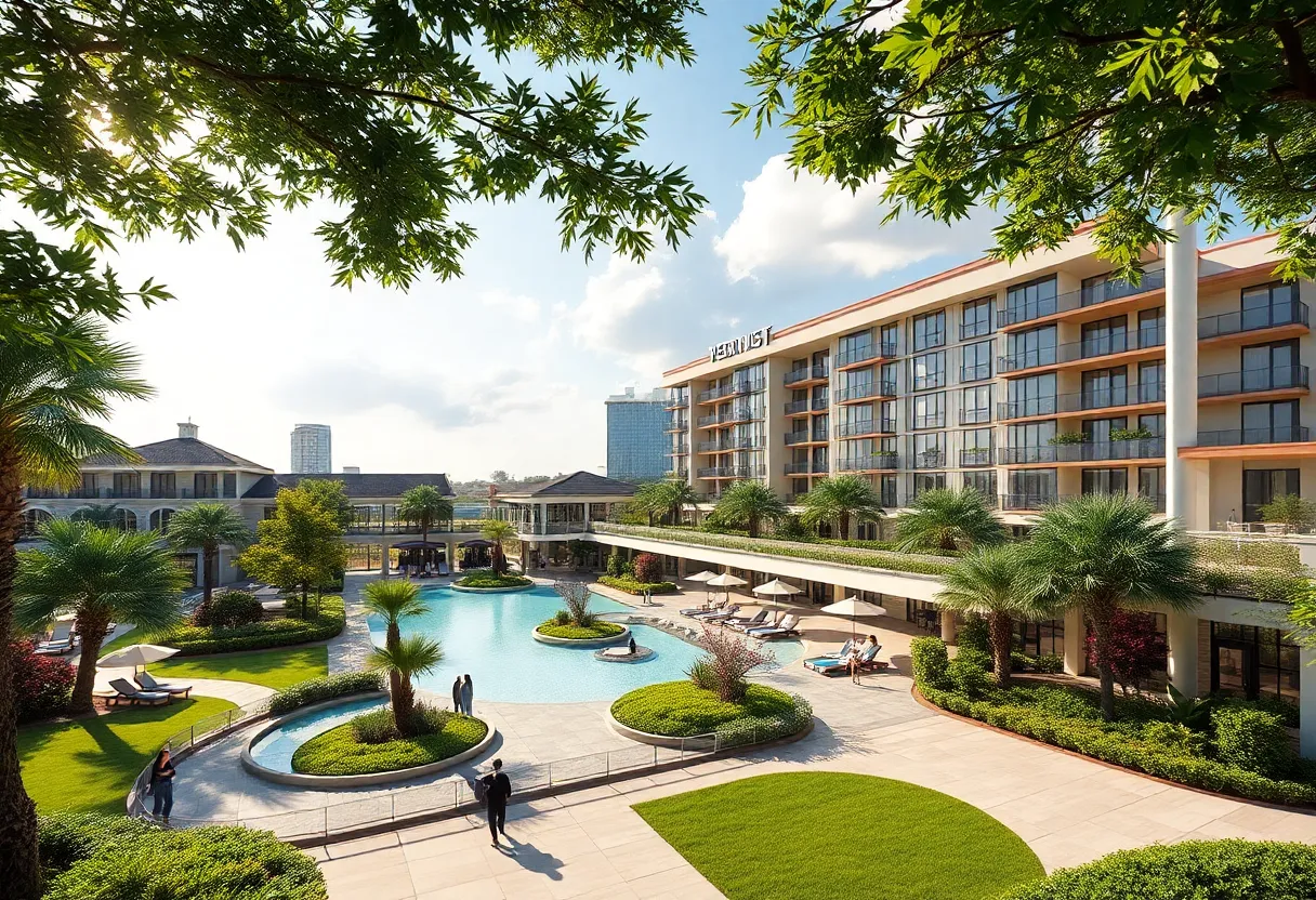 Conceptual image of a modern resort in Irving, Texas