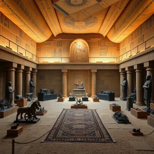 Recreation of King Tut's Tomb with artifacts