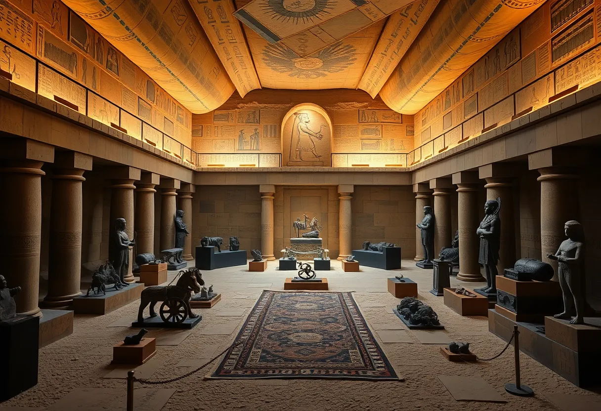 Recreation of King Tut's Tomb with artifacts