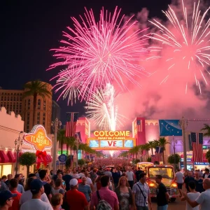 Fireworks over Las Vegas during 4th of July celebrations