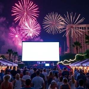 Colorful fireworks over Las Vegas during the 4th of July celebrations