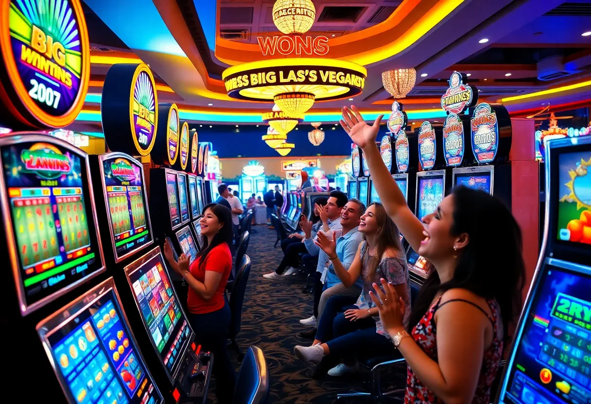 Celebration of jackpot wins at a Las Vegas casino
