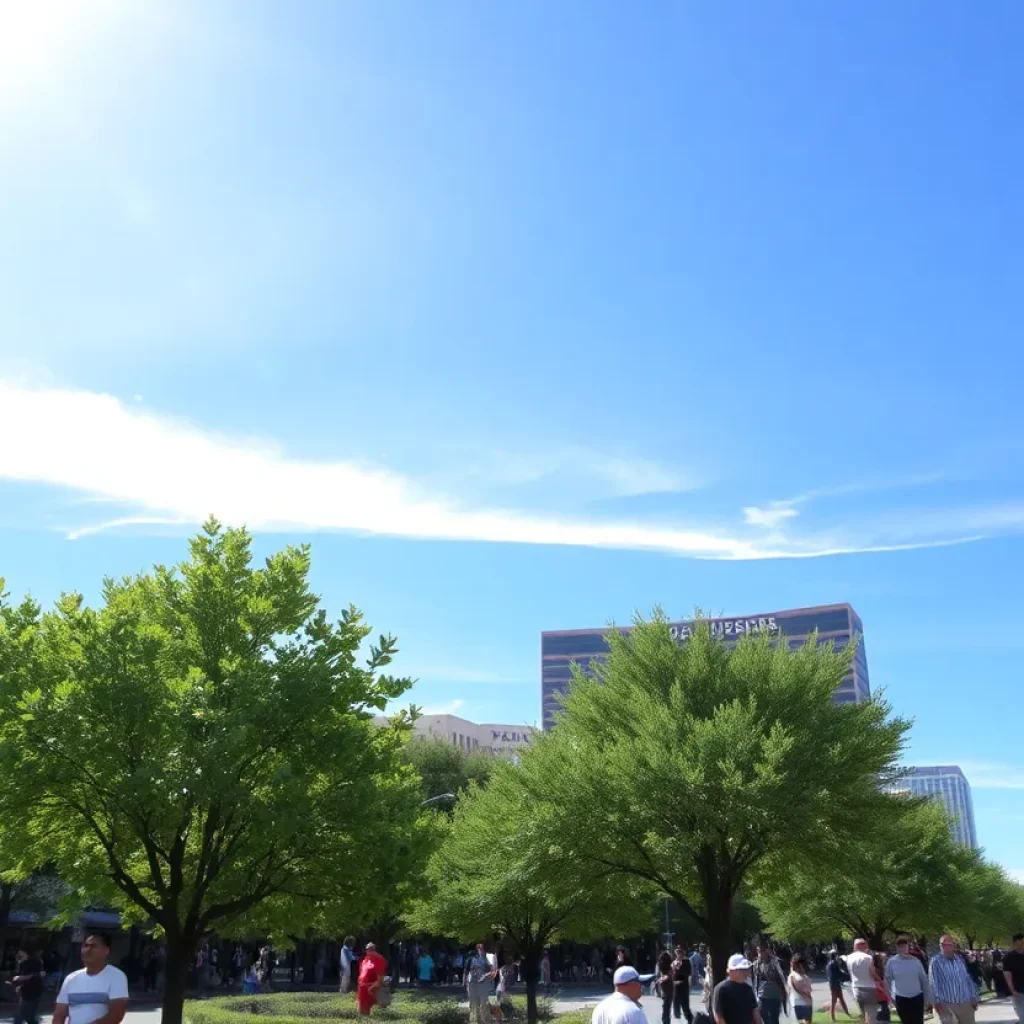 Outdoor scene in Las Vegas during cool July weather