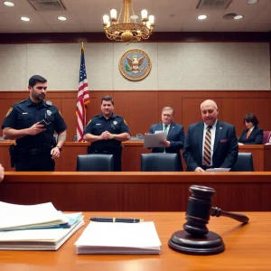 Courtroom scene in Las Vegas focusing on immigration law enforcement.