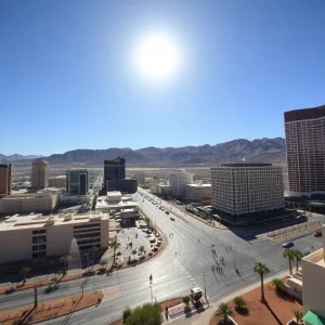 Desert landscape in Las Vegas under extreme heat