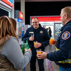First responders receiving complimentary drinks in Las Vegas