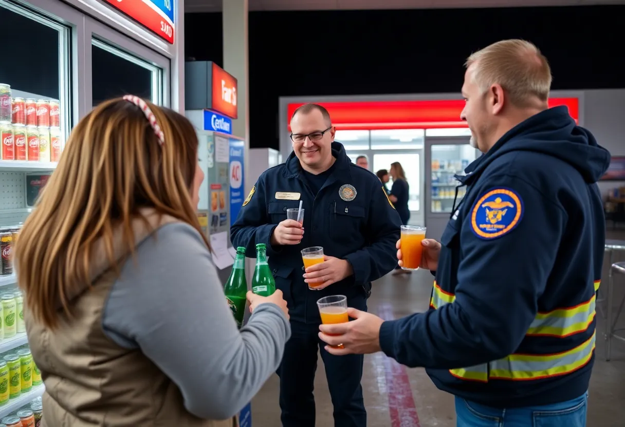First responders receiving complimentary drinks in Las Vegas