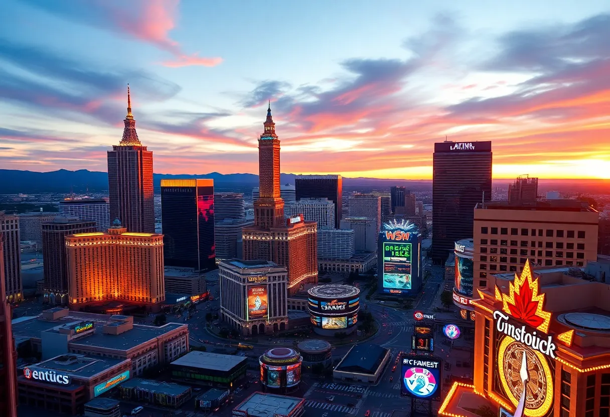 Vibrant Las Vegas skyline showcasing gaming technology and establishments