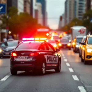 Police car responding to a hit-and-run incident in Las Vegas.