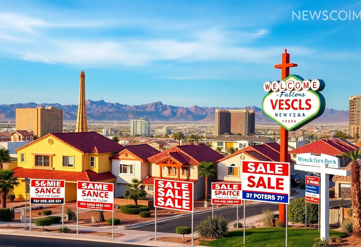 Las Vegas cityscape with homes and buildings