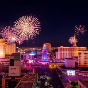 Fireworks over Las Vegas skyline emphasizing safety in celebrations