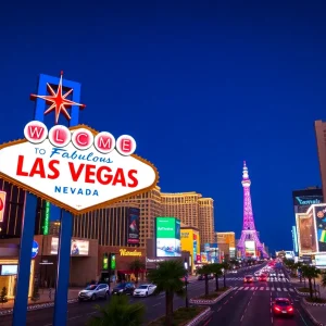 Vibrant Las Vegas cityscape showcasing attractions and neon lights.