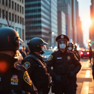 Las Vegas city marshals conducting law enforcement duties in an urban area.