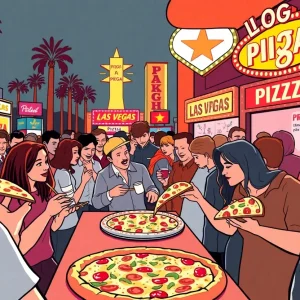 A variety of pizzas representing Las Vegas culinary scene.
