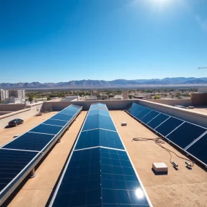 Solar panels installed on a rooftop in Las Vegas