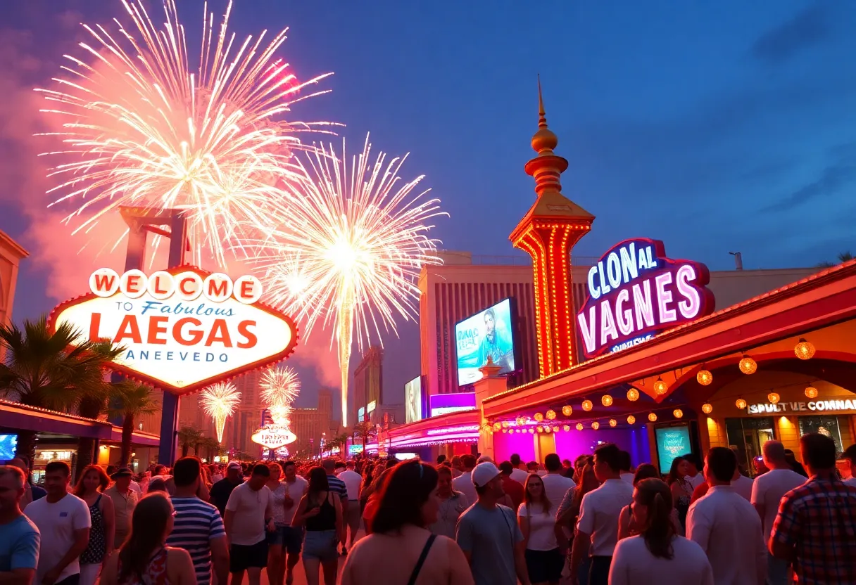 Fireworks over Las Vegas during summer events