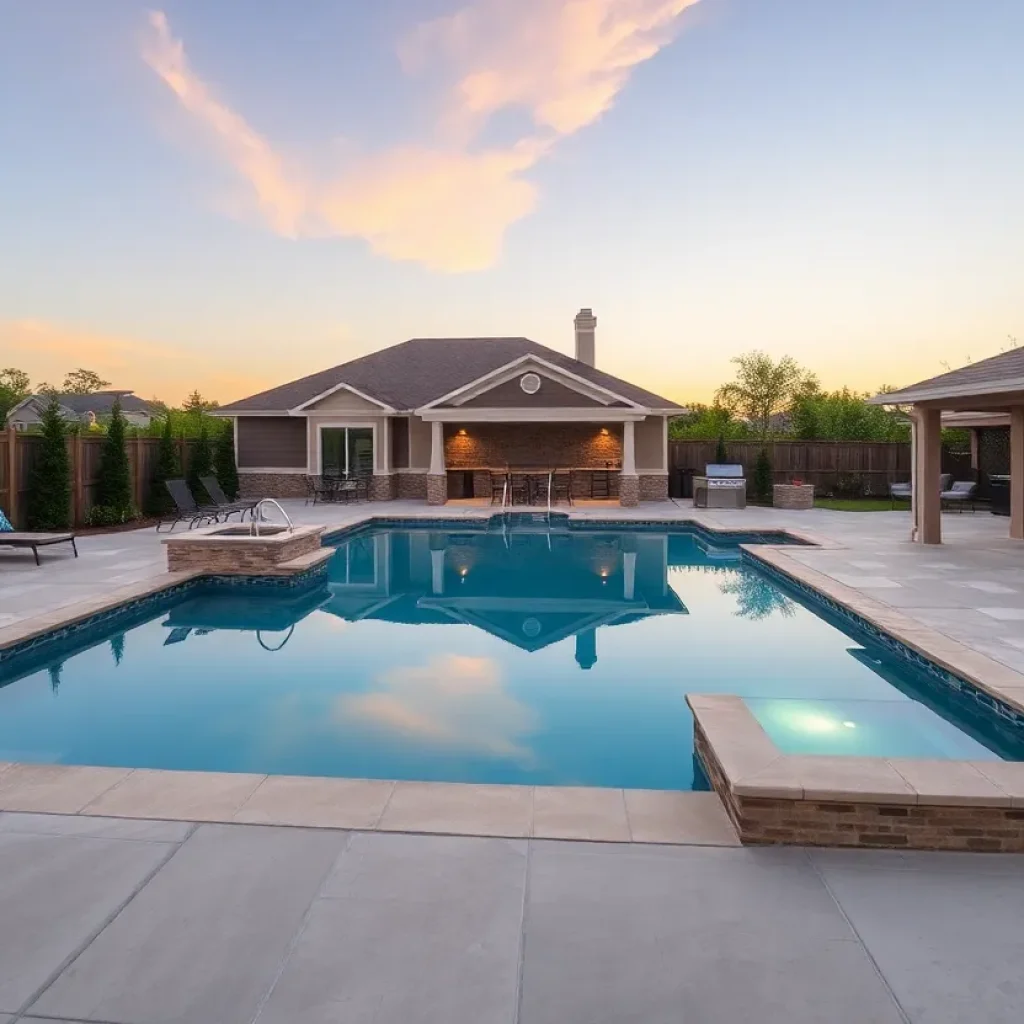 An innovative and luxurious small swimming pool with outdoor amenities in Las Vegas