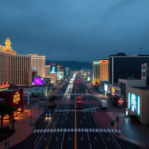 Empty Las Vegas Strip showcasing the decline in tourism
