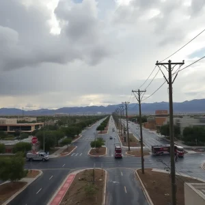 Aerial view of damage in Las Vegas after windstorm