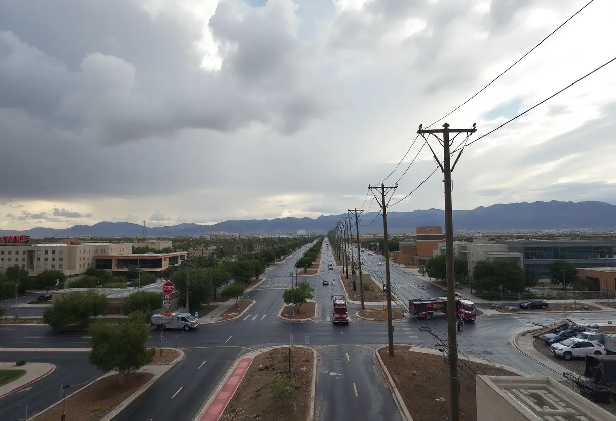 Aerial view of damage in Las Vegas after windstorm