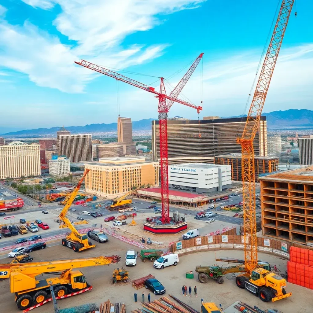 Aerial view of the Las Vegas stadium construction site
