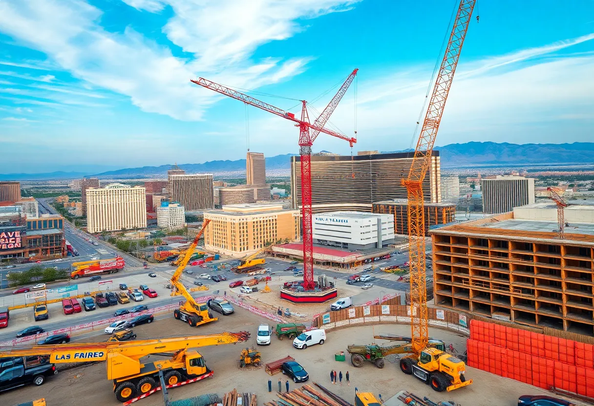 Aerial view of the Las Vegas stadium construction site