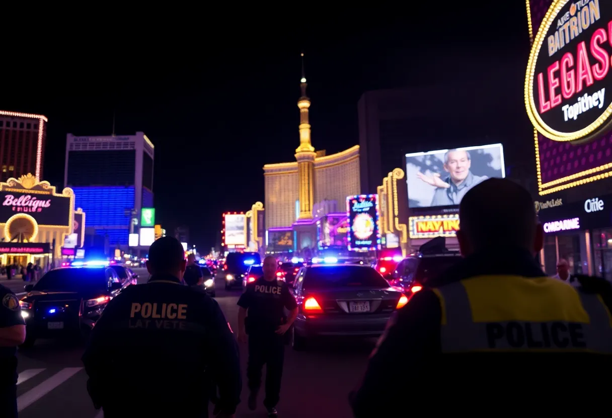Vibrant nightlife on the Las Vegas Strip with bright lights