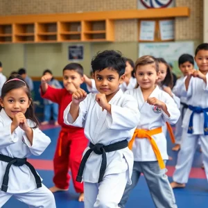 Children training in martial arts at Assassin Grappling Academy