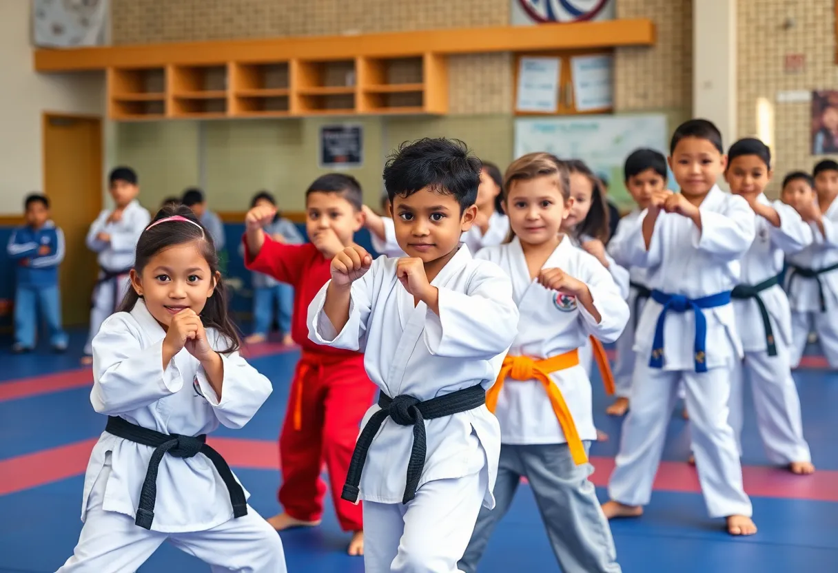 Children training in martial arts at Assassin Grappling Academy